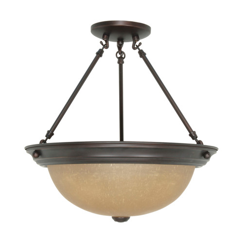 Nuvo 60-1261 2 LT - 15" SEMI FLUSH 3 Light 15 in. Semi-Flush with Champagne Linen Washed Glass (Discontinued)