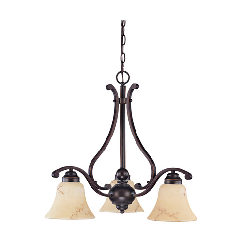 Nuvo 60-1401 ANASTASIA 3 LT CHANDELIER Anastasia 3 Light 23 in. Chandelier with Honey Marble Glass (Discontinued)