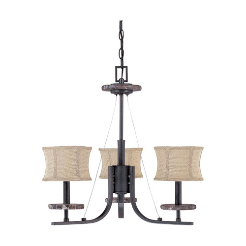Nuvo 60-1441 MADISON 3 LIGHT CHANDELIER Madison 3 Light 22 in. Chandelier with Fabric Shades (Discontinued)