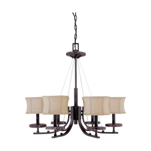 Nuvo 60-1442 MADISON 6LT CHANDELIER Madison 6 Light 28 in. Chandelier with Fabric Shades (Discontinued)