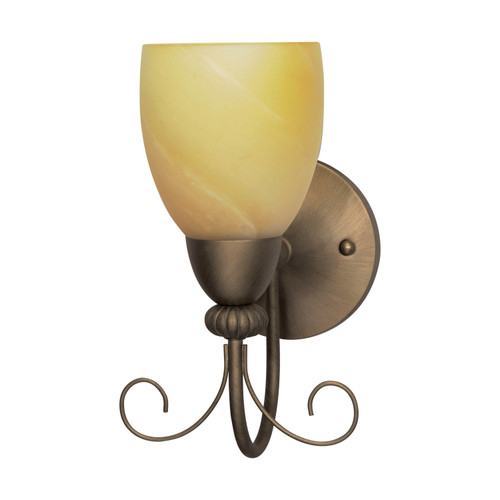 Nuvo 60-149 VANGUARD 1 LT VANITY FIXTURE Vanguard 1 Light 7 in. Vanity with Gold Washed Alabaster Swirl Glass (Discontinued)