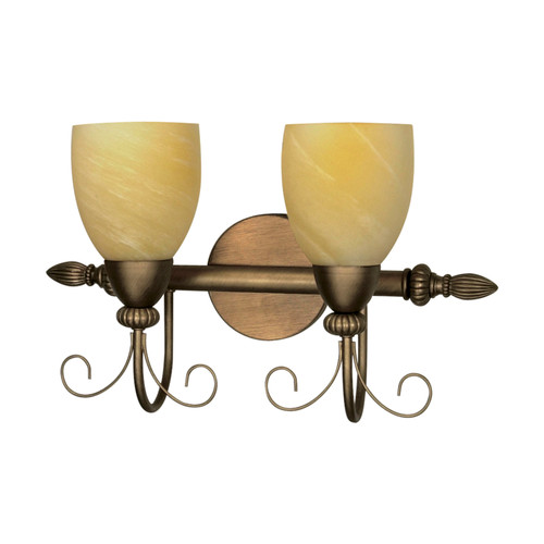 Nuvo 60-150 VANGUARD 2 LT VANITY FIXTURE Vanguard 2 Light 18 in. Vanity with Gold Washed Alabaster Swirl Glass (Discontinued)