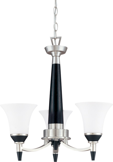 Nuvo 60-1741 KEEN 3 LT CHANDELIER Keen 3 Light 18 in. Chandelier with Satin White Glass (Discontinued)