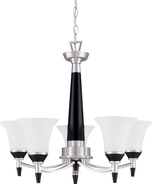 Nuvo 60-1742 KEEN 5 LT CHANDELIER Keen 5 Light 26 in. Chandelier with Satin White Glass (Discontinued)