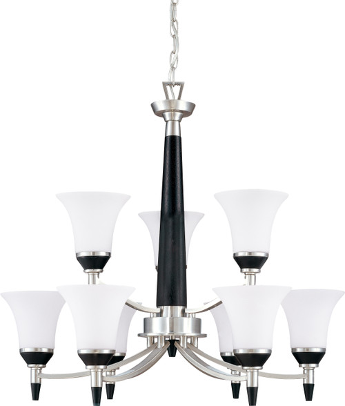Nuvo 60-1743 KEEN 9 LT CHANDELIER Keen 9 Light 2 Tier 26 in. Chandelier with Satin White Glass (Discontinued)