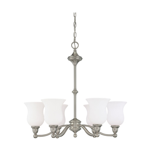 Nuvo 60-1802 GLENWOOD 6 LT CHANDELIER Glenwood 6 Light 25 in. Chandelier with Satin White Glass (Discontinued)