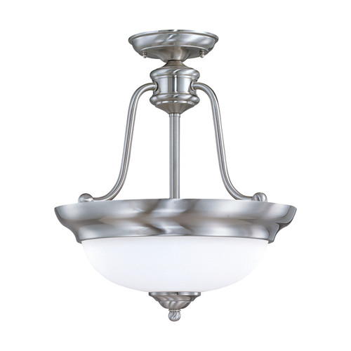 Nuvo 60-1807 GLENWOOD 3 LT SEMI FLUSH Glenwood 3 Light Semi-Flush Dome with Satin White Glass (Discontinued)