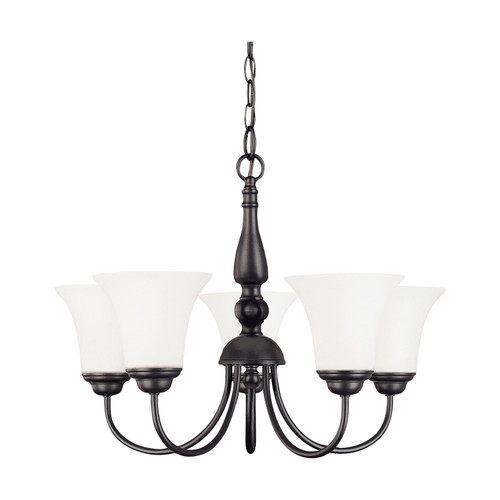 Nuvo 60-1842 DUPONT 5 LT CHANDELIER Dupont 5 Light 21 in. Chandelier with Satin White Glass (Discontinued)