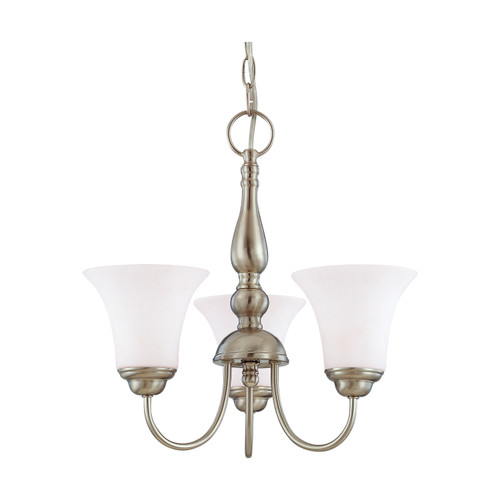 Nuvo 60-1901 DUPONT ES 3 LT CHANDELIER Dupont ES 3 Light 16 in. Chandelier with Satin White Glass 13w GU24 Lamps Included (Discontinued)