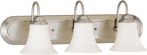 Nuvo 60-1914 DUPONT ES 3 LT VANITY FIXTURE Dupont ES 3 Light Vanity with Satin White Glass 13w GU24 Lamps Included (Discontinued)