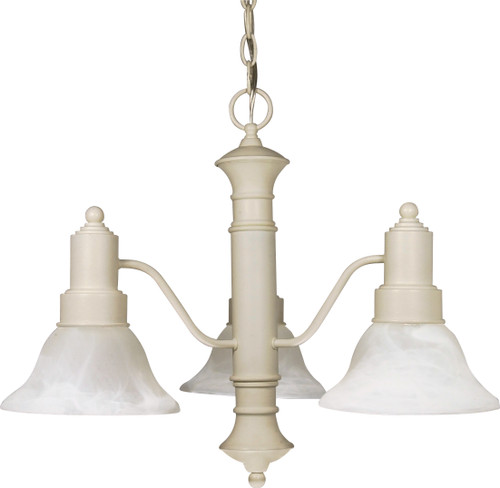 Nuvo 60-196 GOTHAM 3 LT CHANDELIER Gotham 3 Light 23 in. Chandelier with Alabaster Glass Bell Shades (Discontinued)