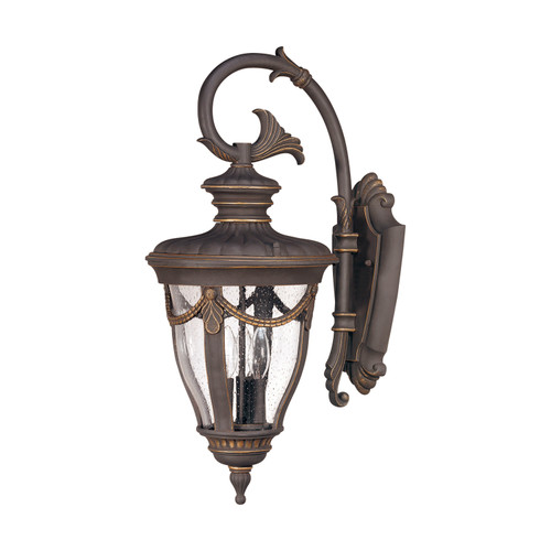 Nuvo 60-2042 PHILIPPE 3LT WALL LANTERN-DOWN Philippe 3 Light Large Wall Lantern Arm Down with Seeded Glass (Discontinued)