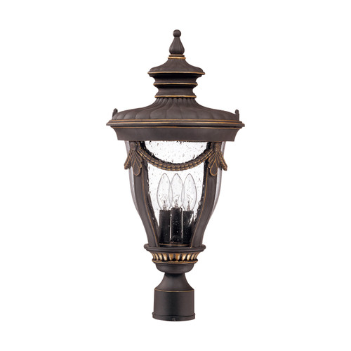 Nuvo 60-2050 PHILIPPE 3 LT POST LANTERN Philippe 3 Light Large Post Lantern with Seeded Glass (Discontinued)