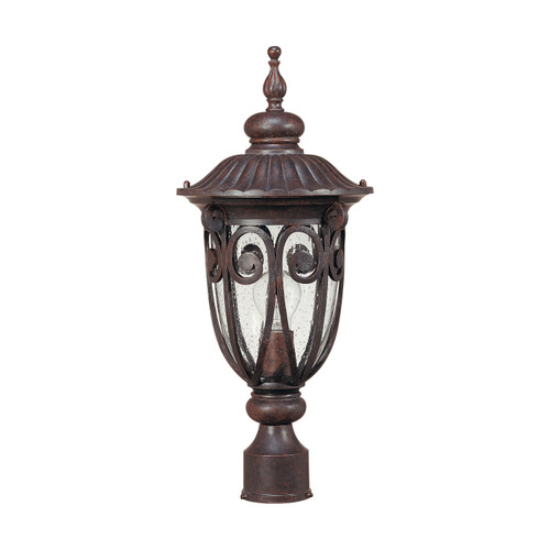 Nuvo 60-2069 CORNICHE MEDIUM POST LANTERN Corniche 1 Light Mid-Size Post Lantern with Seeded Glass (Discontinued)