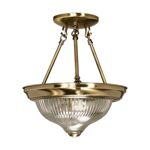 Nuvo 60-232 2 LT - 11" SEMI FLUSH 2 Light 11 in. Semi-Flush Clear Swirl Glass (Discontinued)