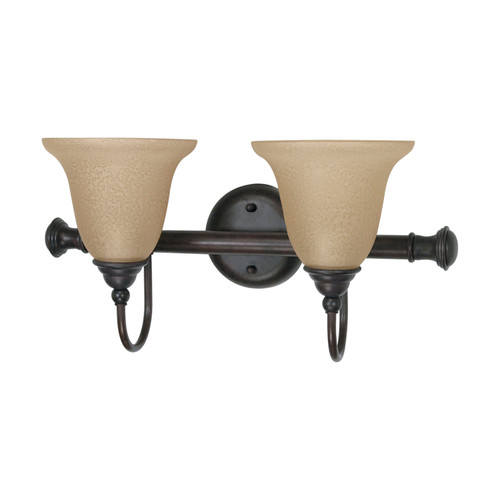 Nuvo 60-2423 MERICANA ES 2 LT VANITY Mericana ES 2 Light Vanity with Amber Water Glass Lamp Included (Discontinued)