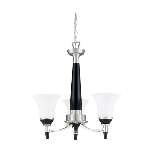 Nuvo 60-2454 KEEN ES 3 LT CHANDELIER Keen ES 3 Light Chandelier with Satin White Glass Lamp Included (Discontinued)