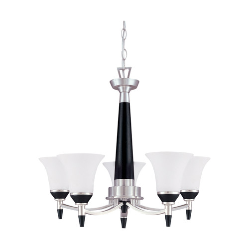 Nuvo 60-2455 KEEN ES 5 LTCHANDELIER Keen ES 5 Light Chandelier with Satin White Glass Lamp Included (Discontinued)
