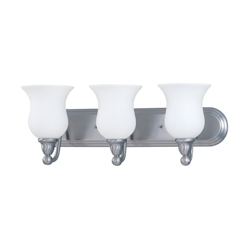 Nuvo 60-2569 GLENWOOD ES 3 LIGHT VANITY Glenwood ES 3 Light Vanity with Satin White Glass Lamps Included (Discontinued)