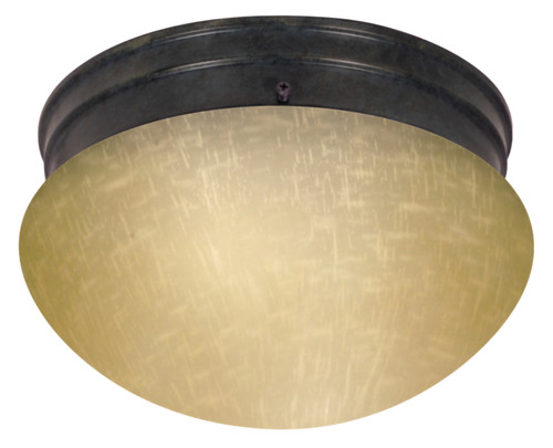 Nuvo 60-2656 2 LIGHT ES 12" MUSHROOM FLUSH 10 in. Mushroom Mahogany Bronze Champagne Linen Glass GU24 (Discontinued)