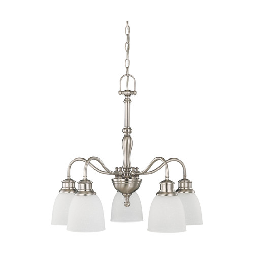 Nuvo 60-2777 BELLA 5 LT CHANDELIER ARMS DN Bella 5 Light (arms down) Chandelier with Frosted Linen Glass (Discontinued)