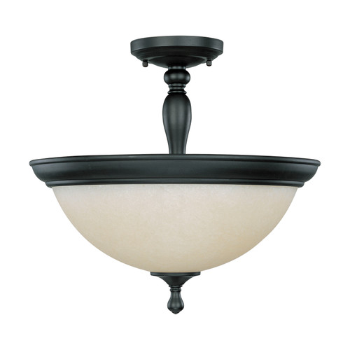 Nuvo 60-2787 BELLA 3 LT SEMI-FLUSH Bella 3 Light Semi-Flush (convertible) with Biscotti Glass (Discontinued)