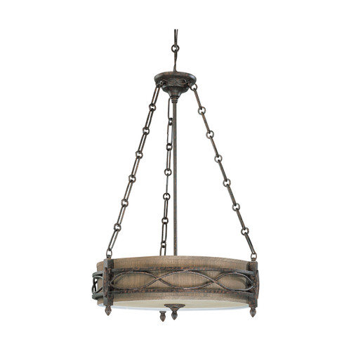 Nuvo 60-2886 ANSEL 3 LT PENDANT Ansel 3 Light Pendant with Bronze Age Fabric Shade (Discontinued)