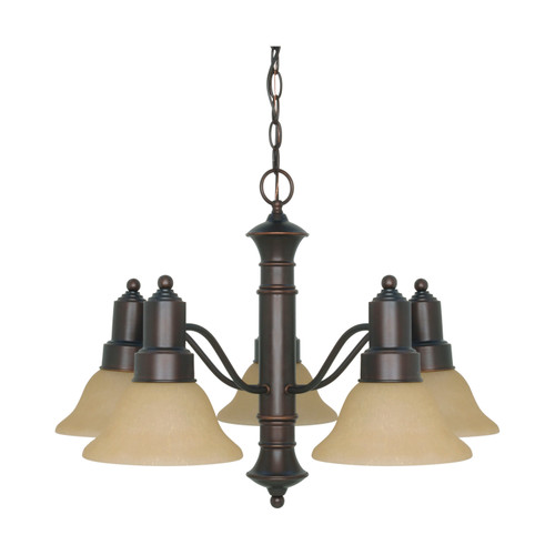 Nuvo 60-3103 GOTHAM ES 5 LTCHANDELIER Gotham ES 5 Light 25 in. Chandelier with Champagne Glass 13W GU24 Lamps Included (Discontinued)
