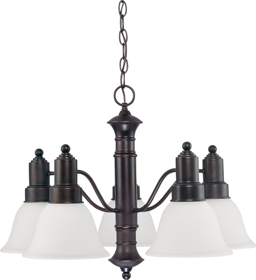 Nuvo 60-3143 GOTHAM 5 LIGHT CHANDELIER Gotham 5 Light 25 in. Chandelier with Frosted White Glass (Discontinued)