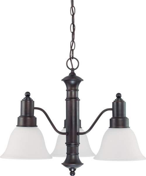 Nuvo 60-3144 GOTHAM 3 LIGHT CHANDELIER Gotham 3 Light 23 in. Chandelier with Frosted White Glass (Discontinued)