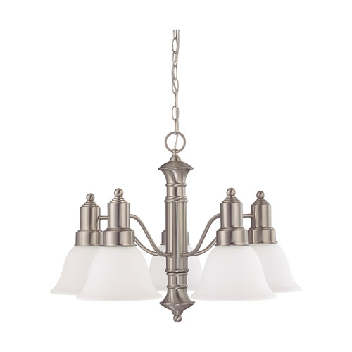 Nuvo 60-3242 GOTHAM 5 LIGHT CHANDELIER Gotham 5 Light 25 in. Chandelier with Frosted White Glass (Discontinued)
