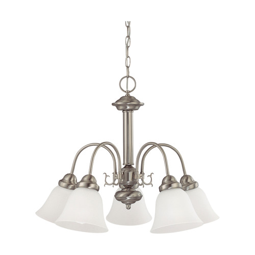 Nuvo 60-3290 BALLERINA 5 LIGHT CHANDELIER Ballerina ES 5 Light 24 in. Chandelier with Frosted White Glass 13W GU24 Lamps Included (Discontinued)