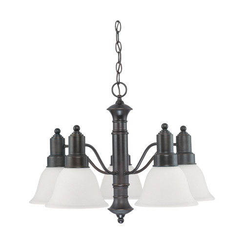 Nuvo 60-3333 GOTHAM ES 5 LT CHANDELIER Gotham ES 5 Light 25 in. Chandelier with Frosted White Glass 13W GU24 Lamps Included (Discontinued)