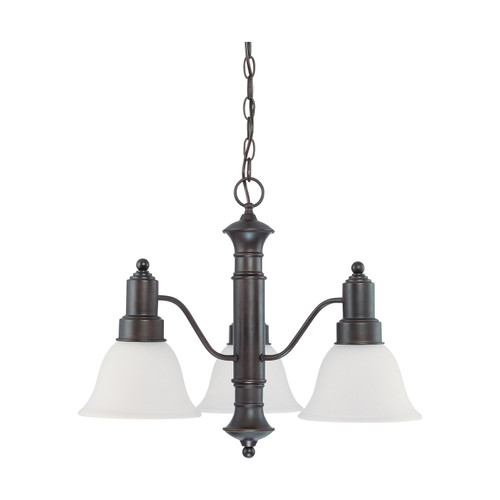 Nuvo 60-3334 GOTHAM ES 3 LT CHANDELIER Gotham ES 3 Light 23 in. Chandelier with Frosted White Glass 13W GU24 Lamps Included (Discontinued)