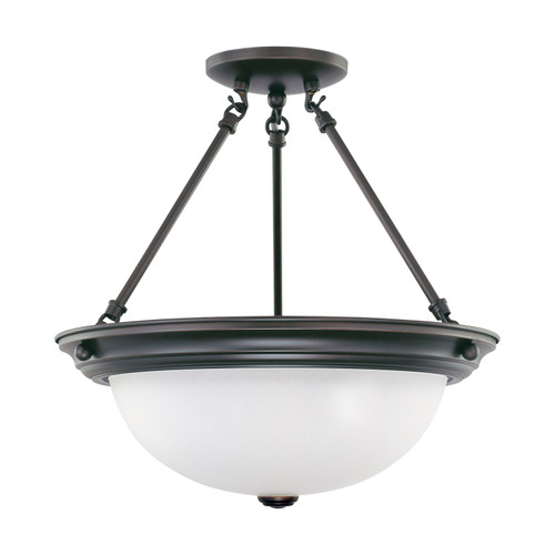 Nuvo 60-3341 3 LIGHT ES 15" SEMI-FLUSH 3 Light 15 in. Semi-Flush with Frosted White Glass (3) 13W GU24 Lamps Included (Discontinued)