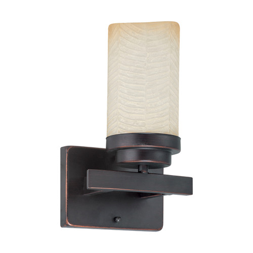 Nuvo 60-3841 LUCERN ES 1 LIGHT VANITY Lucern ES 1 Light Vanity with Saddle Stone Glass (1) 13W GU24 Lamp Included (Discontinued)