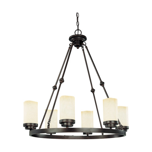 Nuvo 60-3848 LUCERN ES 6 LT OVAL CHAND Lucern ES 6 Light 26 in. Oval with Saddle Stone Glass (6) 13W GU24 Lamps Included (Discontinued)