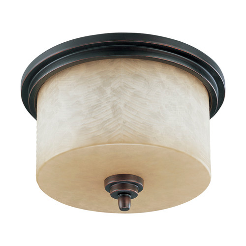 Nuvo 60-3851 LUCERN ES 3 LIGHT 14" FLUSH Lucern ES 3 Light Flush Dome with Saddle Stone Glass (3) 13W GU24 Lamps Included (Discontinued)