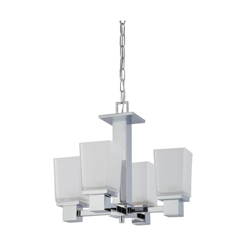 Nuvo 60-4005 PARKER 4 LIGHT CHANDELIER Parker 4 Light Chandelier with Sandstone Etched Glass (Discontinued)
