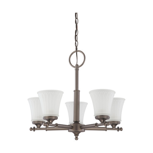 Nuvo 60-4015 TELLER 5 LIGHT CHANDELIER Teller 5 Light Chandelier with Frosted Etched Glass (Discontinued)