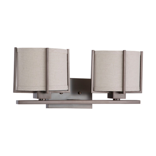 Nuvo 60-4042 PORTIA ES 2 LIGHT VANITY Portia ES 2 Light Vanity with Khaki Fabric Shades (2) 13W GU24 Lamps Included (Discontinued)