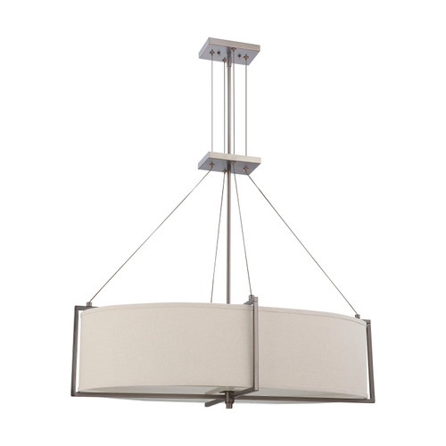 Nuvo 60-4046 PORTIA ES 6 LIGHT OVAL PENDANT Portia ES 6 Light Oval Pendant with Khaki Fabric Shade (6) 13W GU24 Lamps Included (Discontinued)