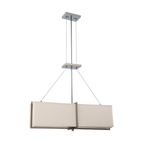 Nuvo 60-4065 LOGAN ES 4 LT SQUARE PENDANT Logas ES 4 Light Square Pendant with Khaki Fabric Shade (4) 13W GU24 Lamps Included (Discontinued)