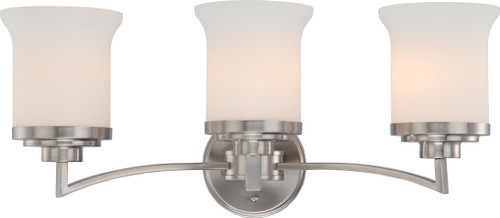 Nuvo 60-4103 HARMONY 3 LIGHT VANITY Harmony 3 Light Vanity Fixture with Satin White Glass (Discontinued)