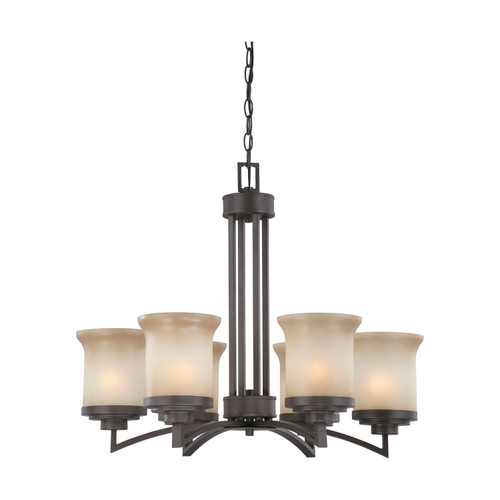 Nuvo 60-4125 HARMONY 6 LIGHT CHANDELIER Harmony 6 Light Chandelier with Saffron Glass (Discontinued)