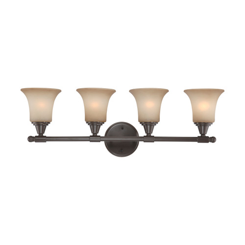 Nuvo 60-4164 SURREY 4 LIGHT VANITY Surrey 4 Light Vanity Fixture with Auburn Beige Glass (Discontinued)