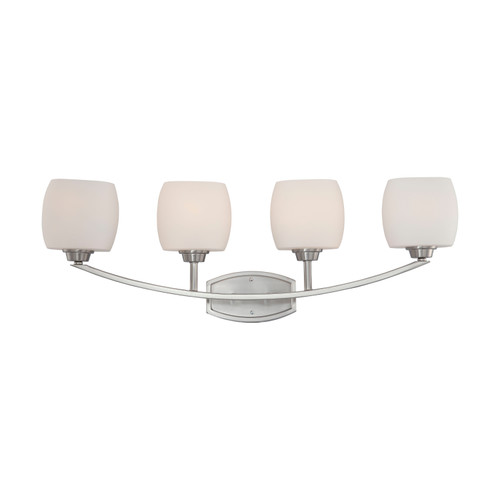 Nuvo 60-4184 HELIUM 4 LIGHT VANITY Helium 4 Light Vanity Fixture with Satin White Glass (Discontinued)