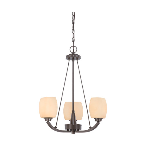 Nuvo 60-4205 HELIUM 3 LIGHT CHANDELIER Helium 3 Light Chandelier with Cream Beige Glass (Discontinued)