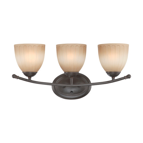 Nuvo 60-4223 CAROUSEL 3 LIGHT VANITY Carousel 3 Light Vanity Fixture with Auburn Beige Glass (Discontinued)