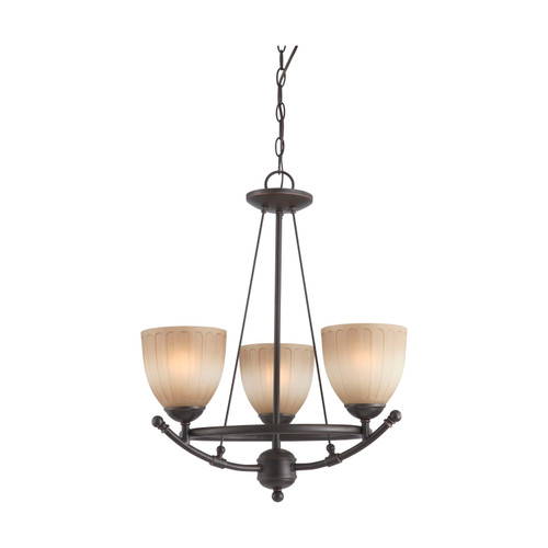 Nuvo 60-4225 CAROUSEL 3 LIGHT CHANDELIER Carousel 3 Light Chandelier with Auburn Beige Glass (Discontinued)